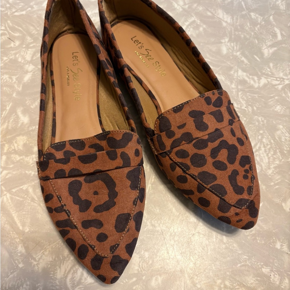 Brown Leopard Print Women's Flats